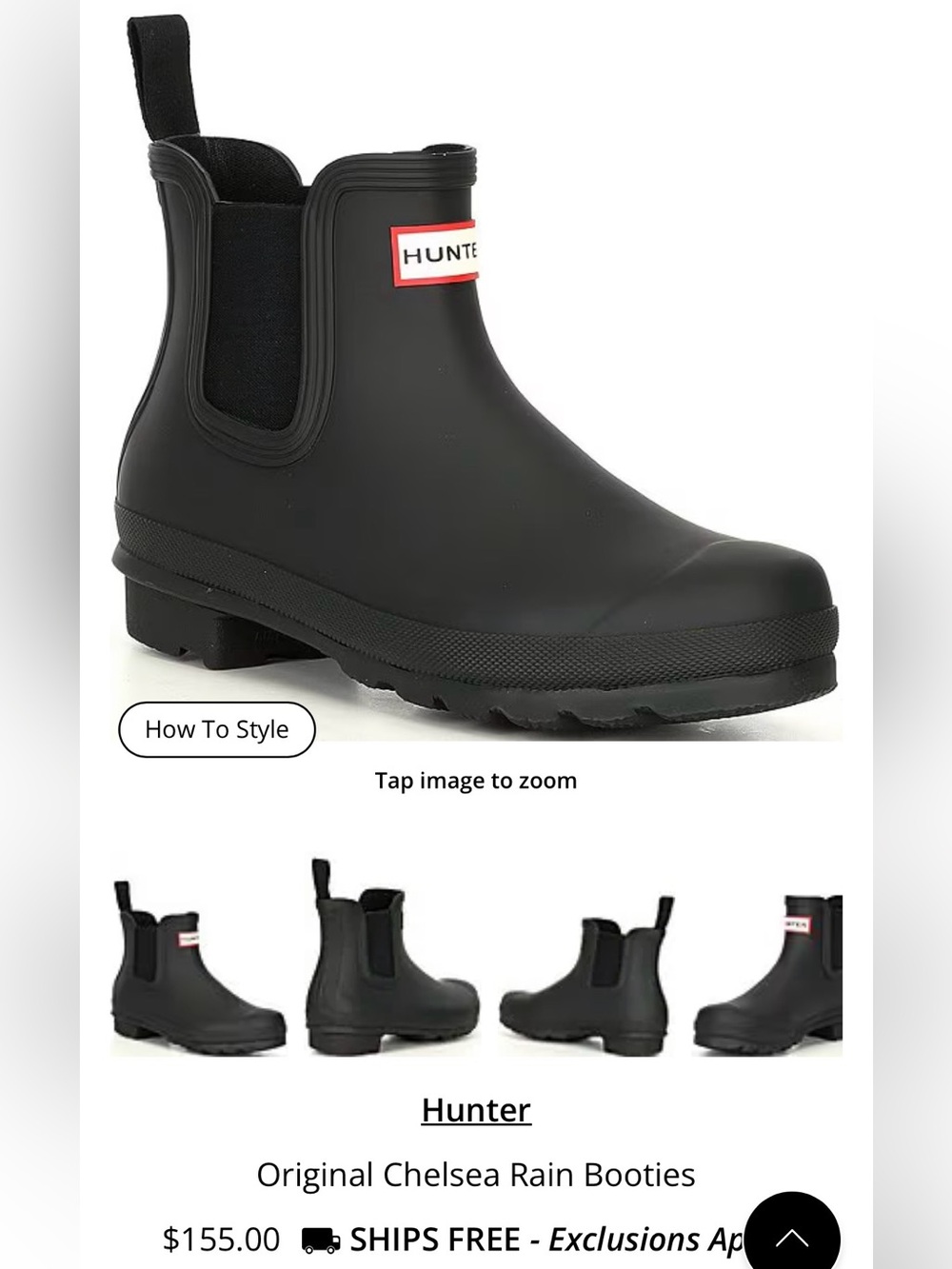 New Hunter Women’s Black Chelsea Rain Boots